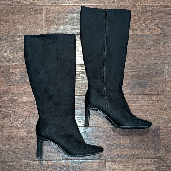 NWOB JustFab Evelyn Heeled Boot (Size 9.5) Mid-Calf Faux Suede Boot - Picture 5 of 12